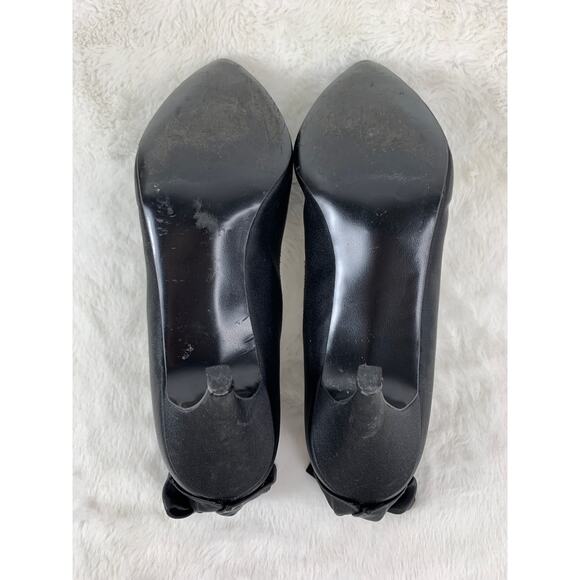 Marquise Women’s Black Pointed Heels with Bow Trim Size 8 – 3" Heel - Picture 9 of 9